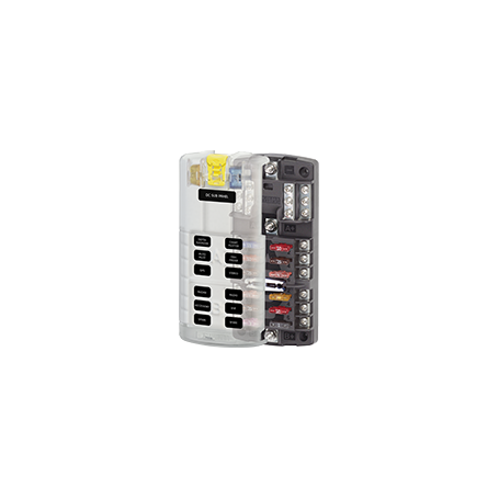 Boîtier porte-fusible à 12 circuits et 2 entrées positives ST Blade Fuse Block - avec barrette négative (en vrac)