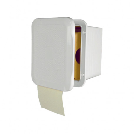 Coffre pour papier hygiénique avec porte, 160 x 160mm, blanc