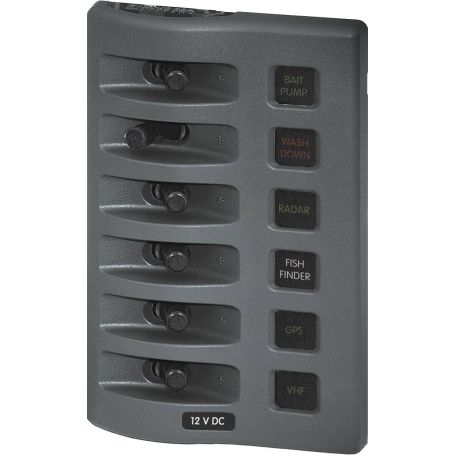 WeatherDeck® Panneau de fusibles étanche 12V DC - gris 6 positions