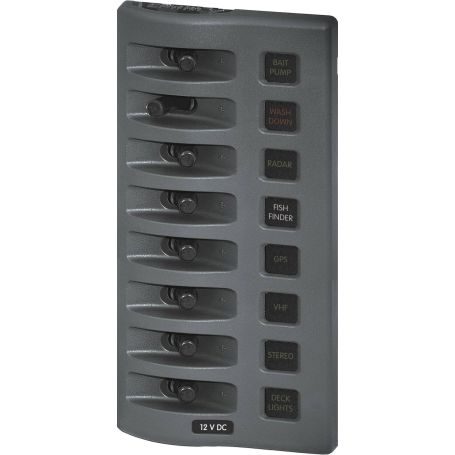 WeatherDeck® Panneau de fusibles étanche 12V DC - Gris 8 positions