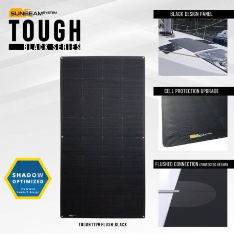 Panneau solaire Tough Black 55W Long Flush - 106x27 cm - Sans Å“illets