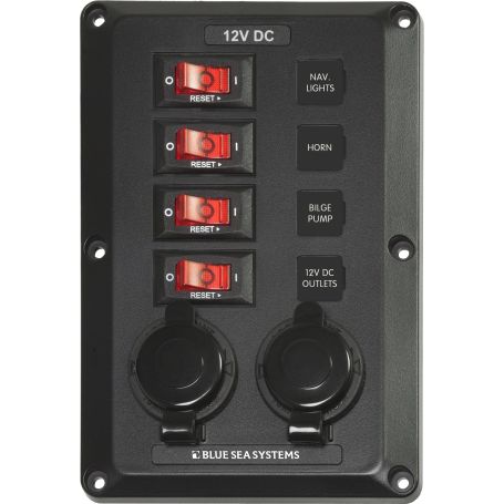 Panneau de disjoncteurs 12VDC CB 4 Positive 2 prises 12V (en vrac)