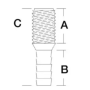 Embout annelé mâle/mâle 38 mm